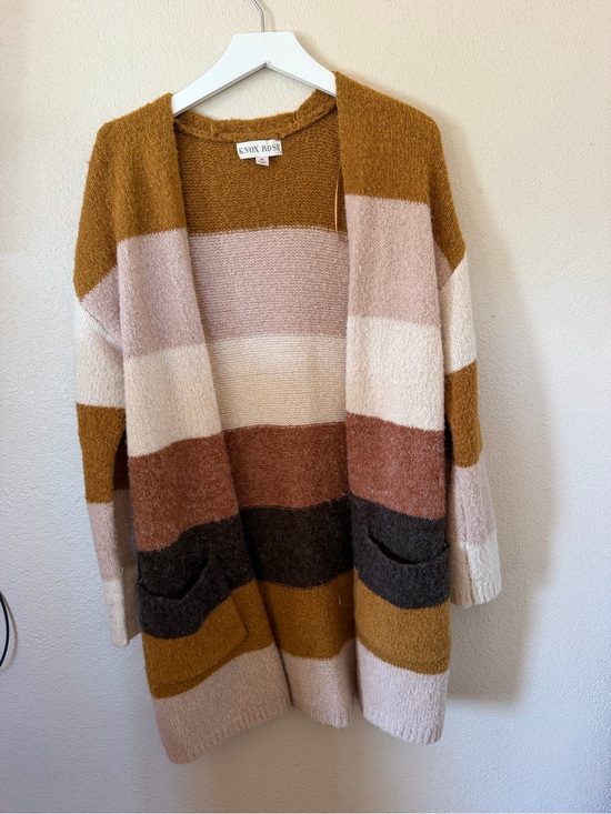 Knox Rose Sweaters - Knox Rose Two-Tone Brown and Cream Knit Sweater